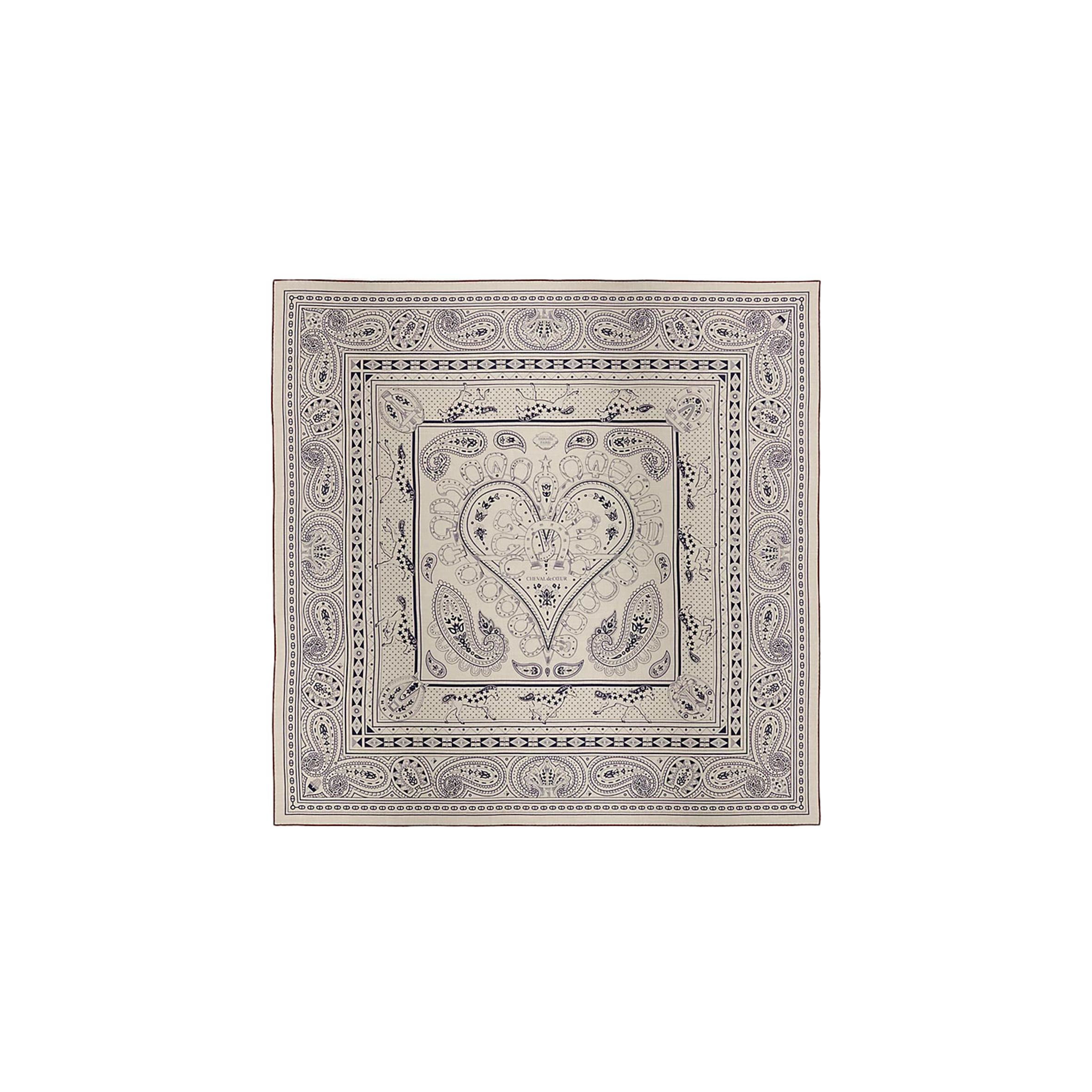 H**mes SCARF CHEVAL DE COEUR BANDANA SHAWL 140 H244259SV02 (136*135cm)